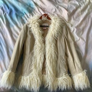 Suede faux fur lined jacket